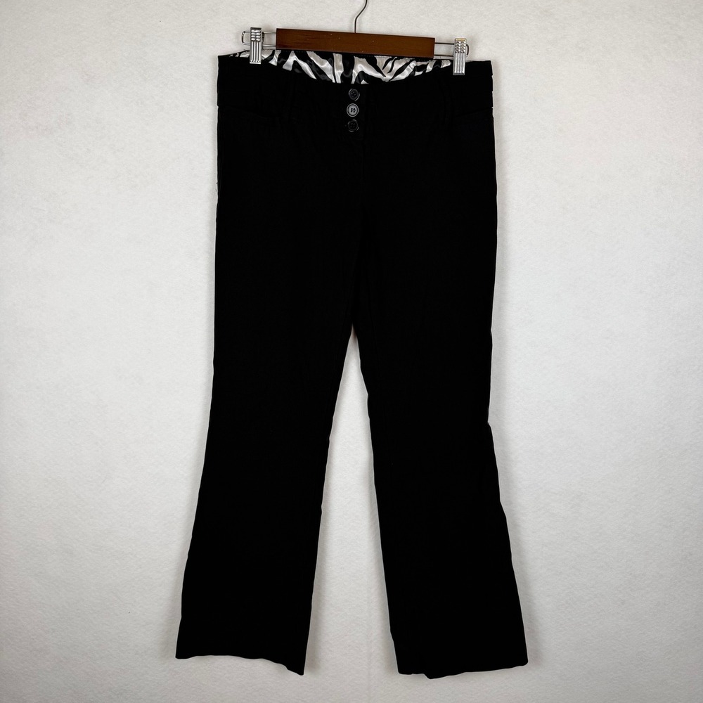 BodyC Pants Women 15 Black Low Rise Flare Triple Button Y2K Made in USA